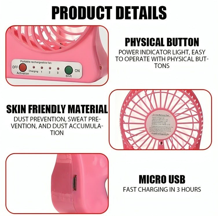 Portable Mini Fan – 3 - Speed USB Desk Air Cooler - Home Glowers